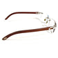 CARTIER Logo Eyeglasses Eyewear Glasses Sunglasses Wood Unisex Brown