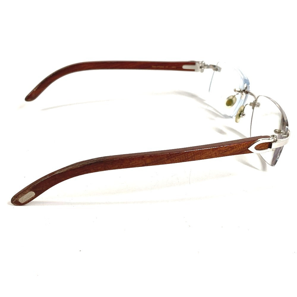 CARTIER Logo Eyeglasses Eyewear Glasses Sunglasses Wood Unisex Brown