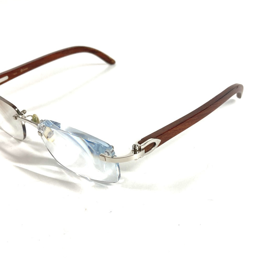 CARTIER Logo Eyeglasses Eyewear Glasses Sunglasses Wood Unisex Brown
