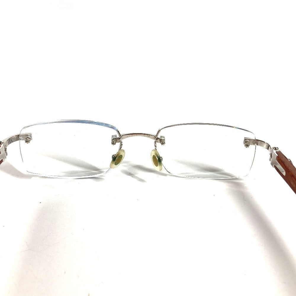 CARTIER Logo Eyeglasses Eyewear Glasses Sunglasses Wood Unisex Brown