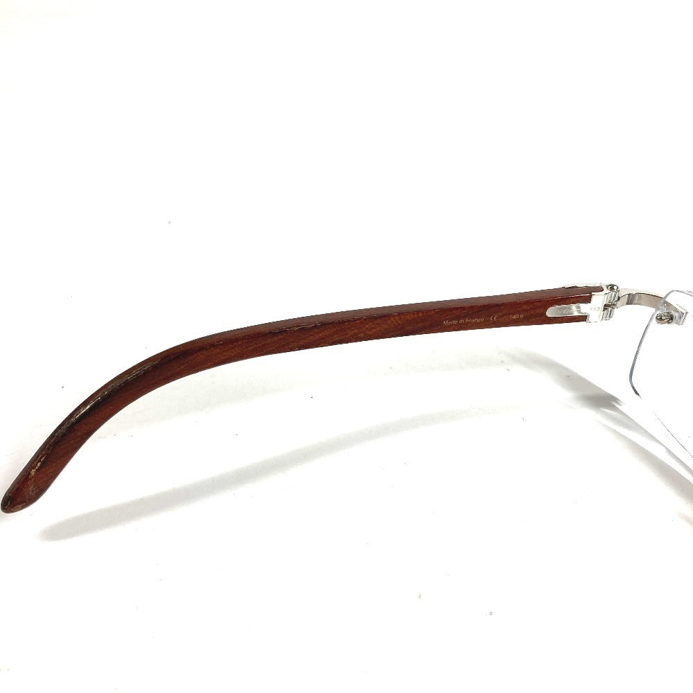 CARTIER Logo Eyeglasses Eyewear Glasses Sunglasses Wood Unisex Brown