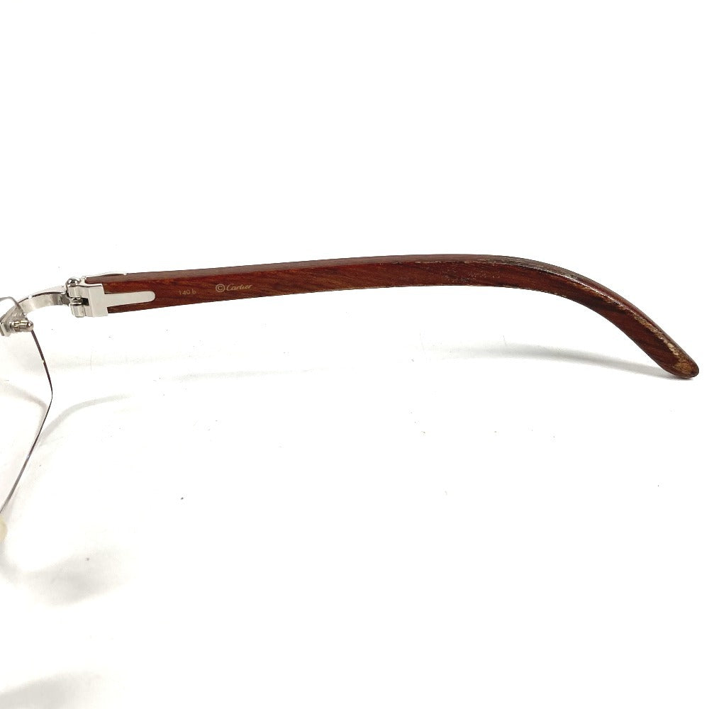 CARTIER Logo Eyeglasses Eyewear Glasses Sunglasses Wood Unisex Brown