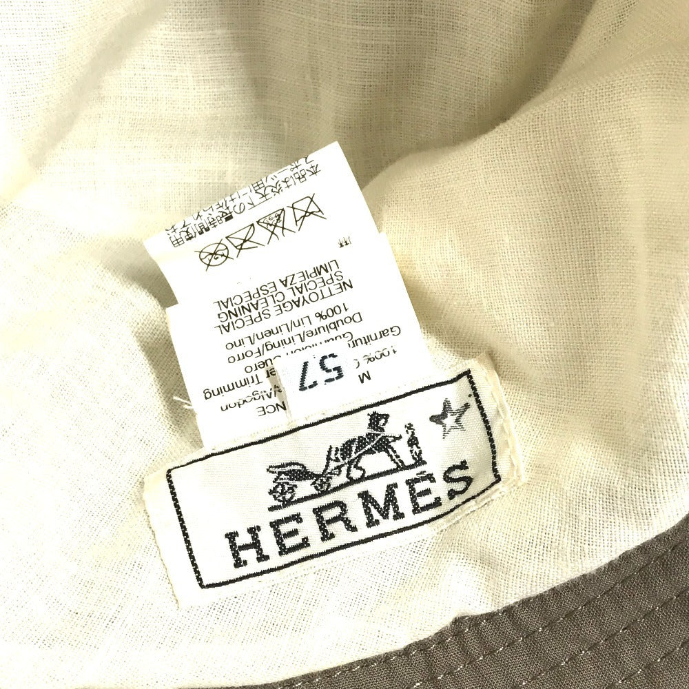 HERMES ジップアップ ハット帽 帽子 バケットハット ボブハット ハット コットン ユニセックス カーキ