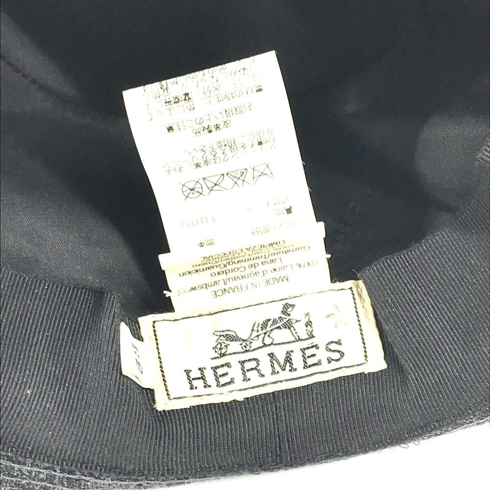 HERMES Hat Bucket Hat Bob Hat Wool Unisex Navy