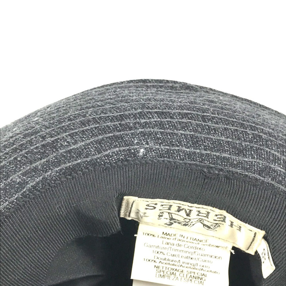 HERMES Hat Bucket Hat Bob Hat Wool Unisex Navy