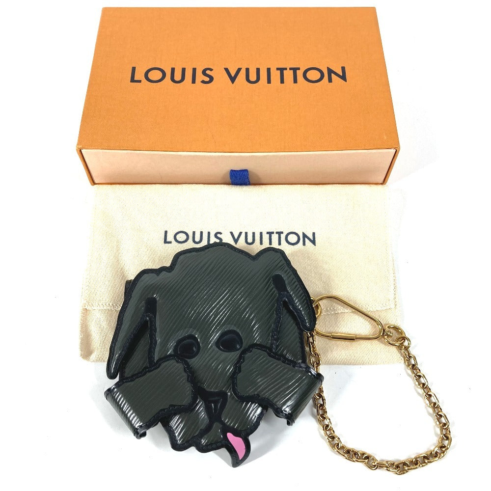 LOUIS VUITTON M63897 Epi Catogram Dog Card Holder Dog Card Holder Pass Case Chain Key Holder Bag Charm Card Case Epi Leather Unisex Black