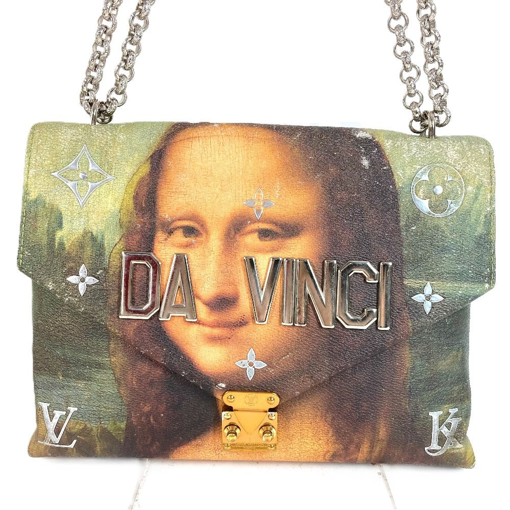 LOUIS VUITTON M64626 マスターズコレクション モナリザ Wチェーンバッグ カバン チェーンバッグ 斜め掛け フラップ ハンドバッグ ショルダーバッグ レザー ユニセックス ピンク