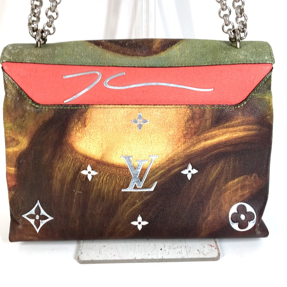 LOUIS VUITTON M64626 マスターズコレクション モナリザ Wチェーンバッグ カバン チェーンバッグ 斜め掛け フラップ ハンドバッグ ショルダーバッグ レザー ユニセックス ピンク