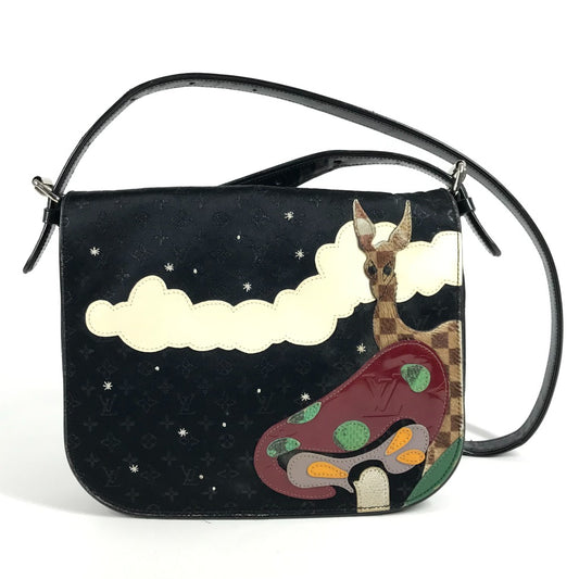 LOUIS VUITTON M92273 モノグラムサテン コント ドゥ フェ ミュゼット 斜め掛け フラップ カバン ポシェット ショルダーバッグ サテンキャンバス レディース ブラック