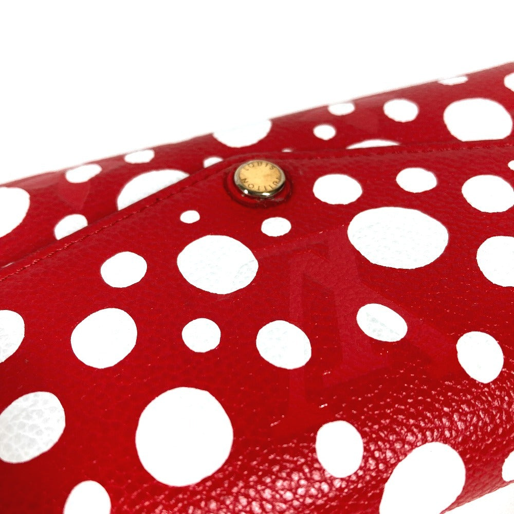 LOUIS VUITTON M81909 モノグラム LV × YK 草間彌生 ポルトフォイユ サラ NM 草間彌生 ドット 水玉 2つ折り フラップ 長財布 レザー ユニセックス レッド