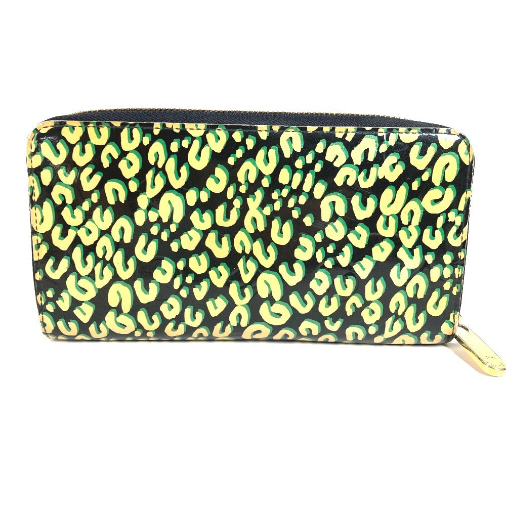 LOUIS VUITTON M91475 ヴェルニレオパード 豹 ヒョウ柄 ジッピーウォレット ロングウォレット ラウンドファスナー 長財布 パテントレザー ユニセックス ブラック