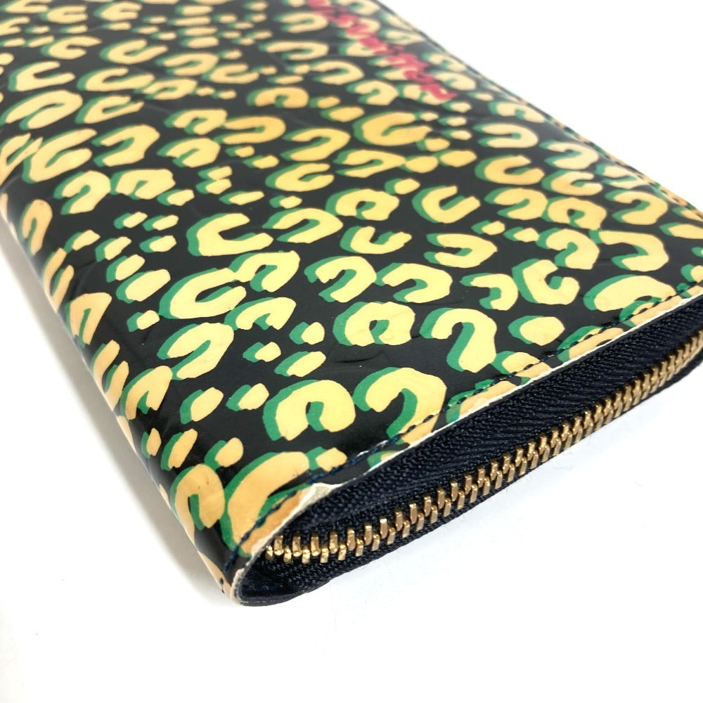 LOUIS VUITTON M91475 ヴェルニレオパード 豹 ヒョウ柄 ジッピーウォレット ロングウォレット ラウンドファスナー 長財布 パテントレザー ユニセックス ブラック