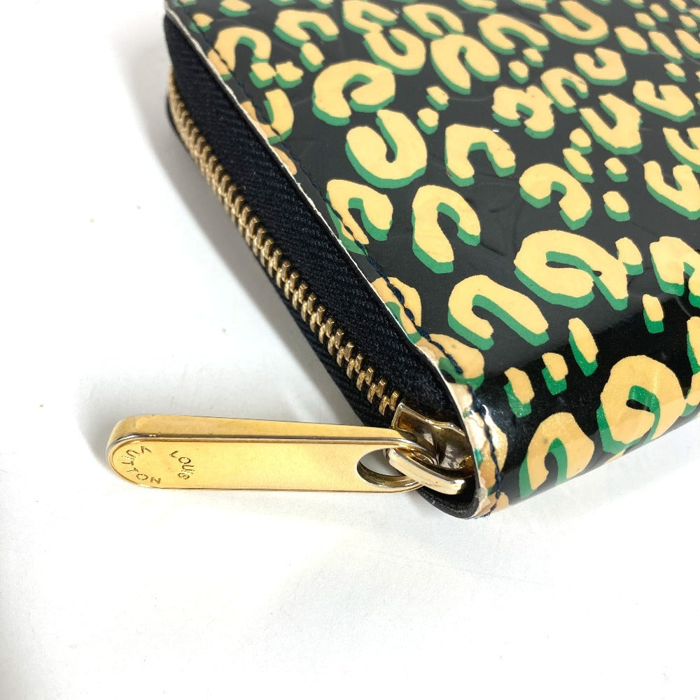 LOUIS VUITTON M91475 ヴェルニレオパード 豹 ヒョウ柄 ジッピーウォレット ロングウォレット ラウンドファスナー 長財布 パテントレザー ユニセックス ブラック