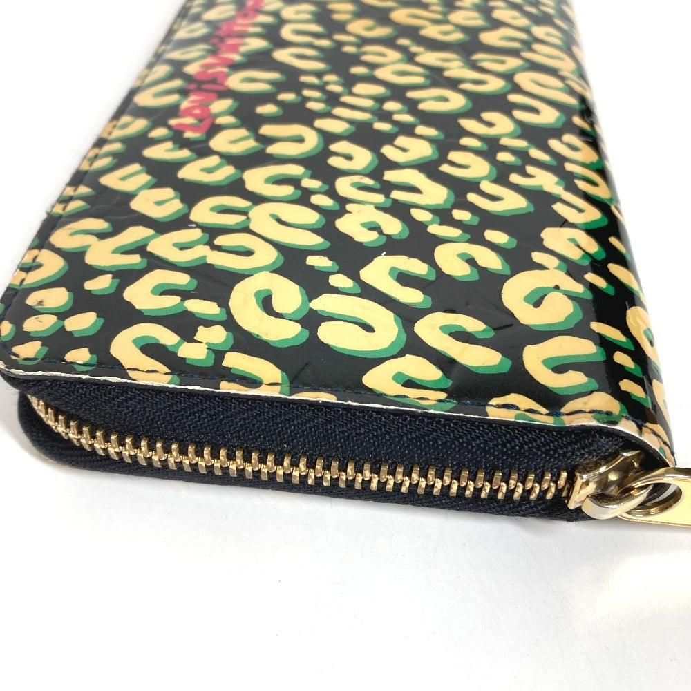 LOUIS VUITTON M91475 ヴェルニレオパード 豹 ヒョウ柄 ジッピーウォレット ロングウォレット ラウンドファスナー 長財布 パテントレザー ユニセックス ブラック