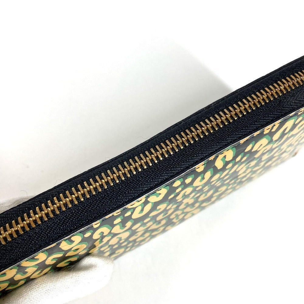 LOUIS VUITTON M91475 ヴェルニレオパード 豹 ヒョウ柄 ジッピーウォレット ロングウォレット ラウンドファスナー 長財布 パテントレザー ユニセックス ブラック