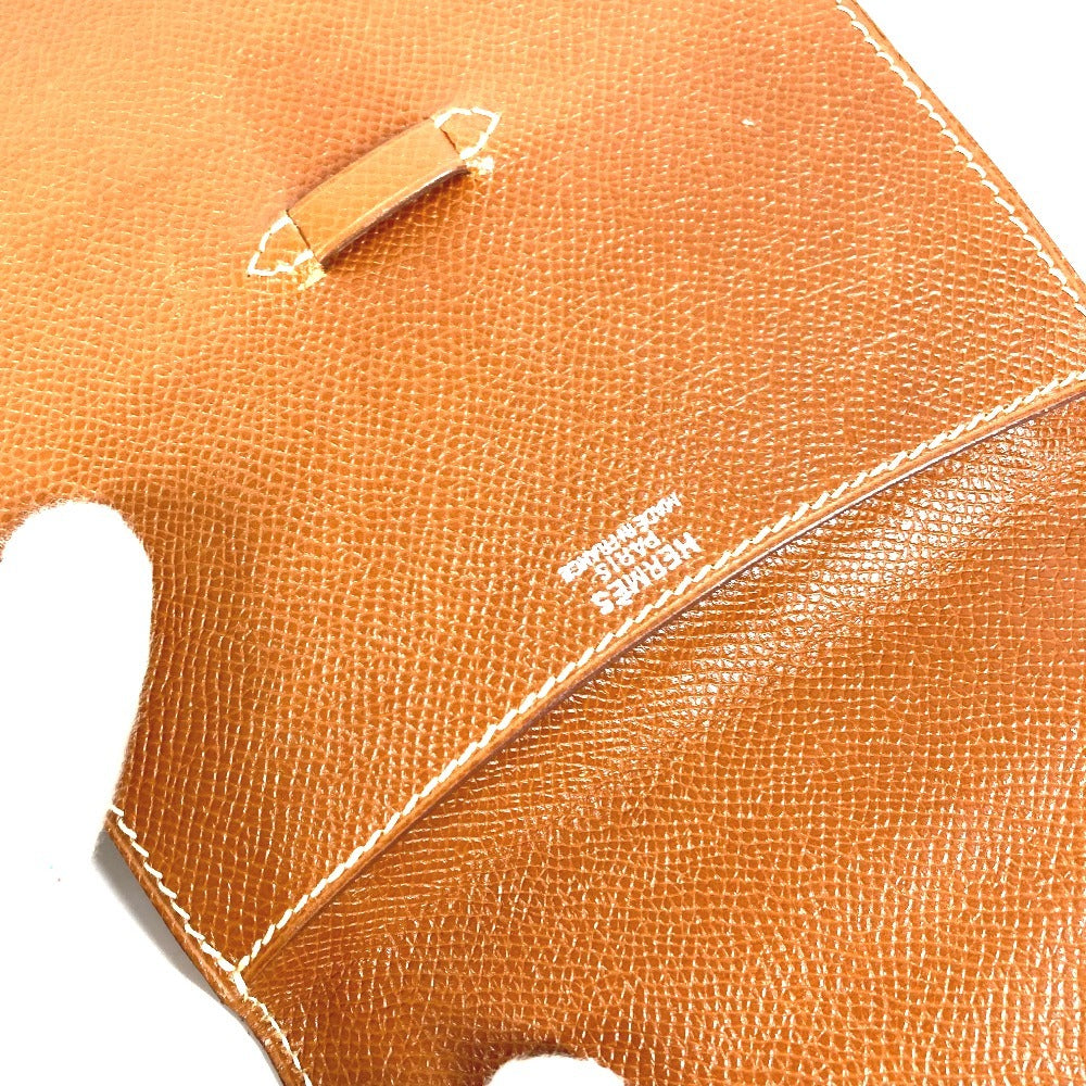 HERMES ヴィンテージ アメリ 斜め掛け ポシェット フラップ ショルダーバッグ レザー ユニセックス ブラウン