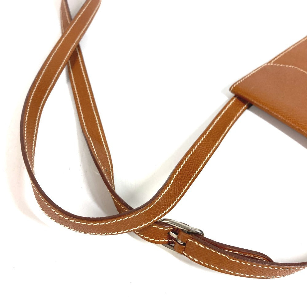 HERMES ヴィンテージ アメリ 斜め掛け ポシェット フラップ ショルダーバッグ レザー ユニセックス ブラウン