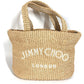 JIMMY CHOO Logo Bag Tote Bag Summer Bag Beach Bag Basket Bag Handbag Raffia Unisex Beige