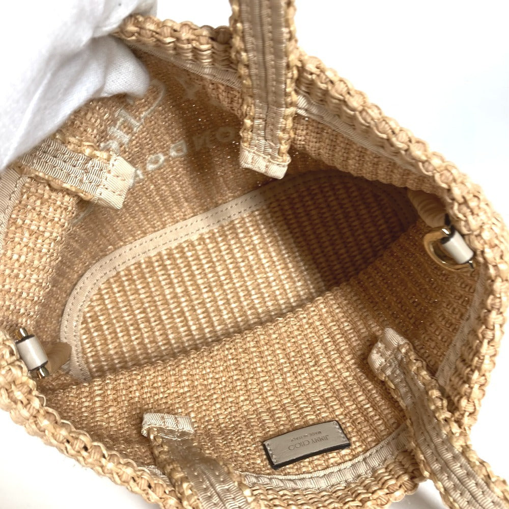 JIMMY CHOO Logo Bag Tote Bag Summer Bag Beach Bag Basket Bag Handbag Raffia Unisex Beige