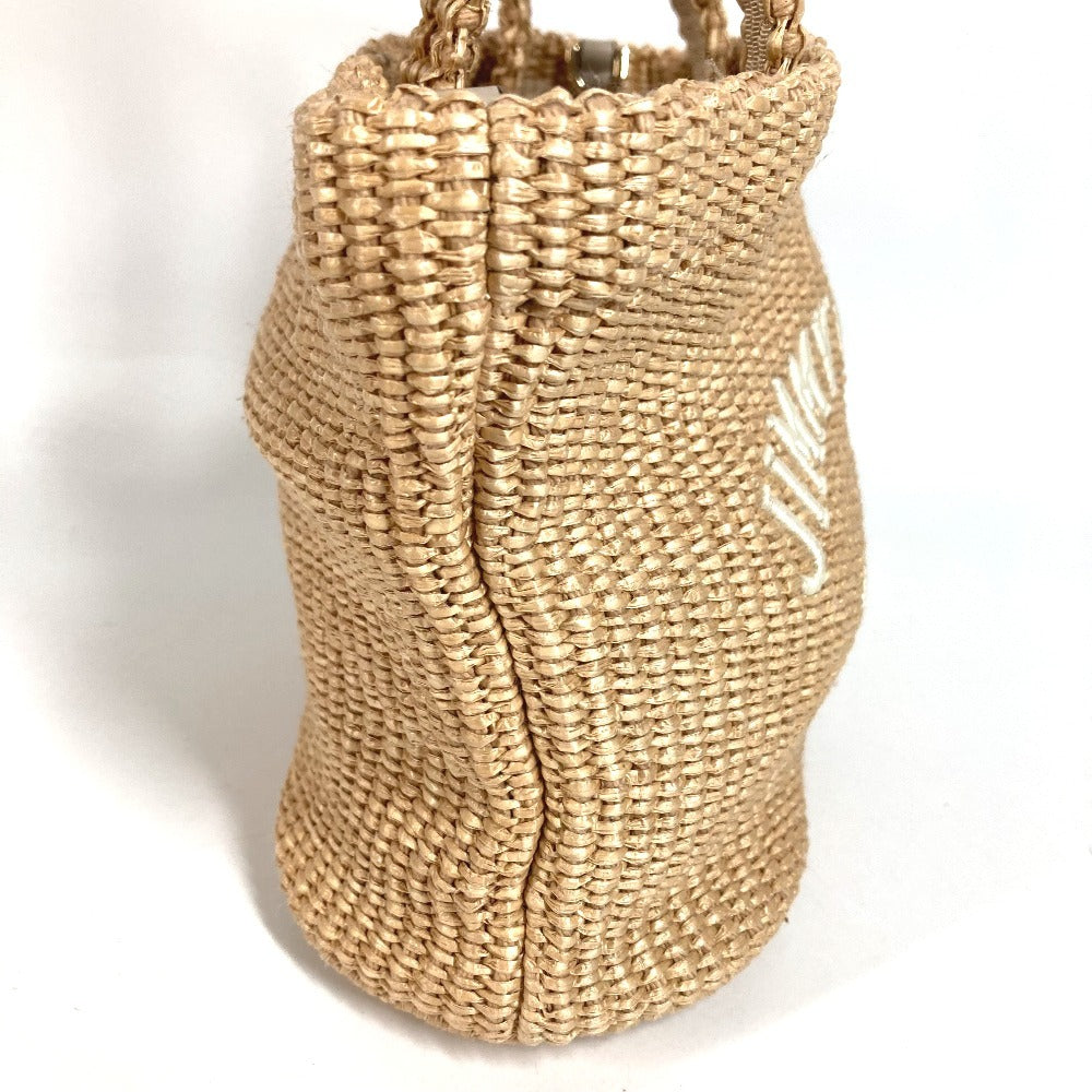 JIMMY CHOO Logo Bag Tote Bag Summer Bag Beach Bag Basket Bag Handbag Raffia Unisex Beige