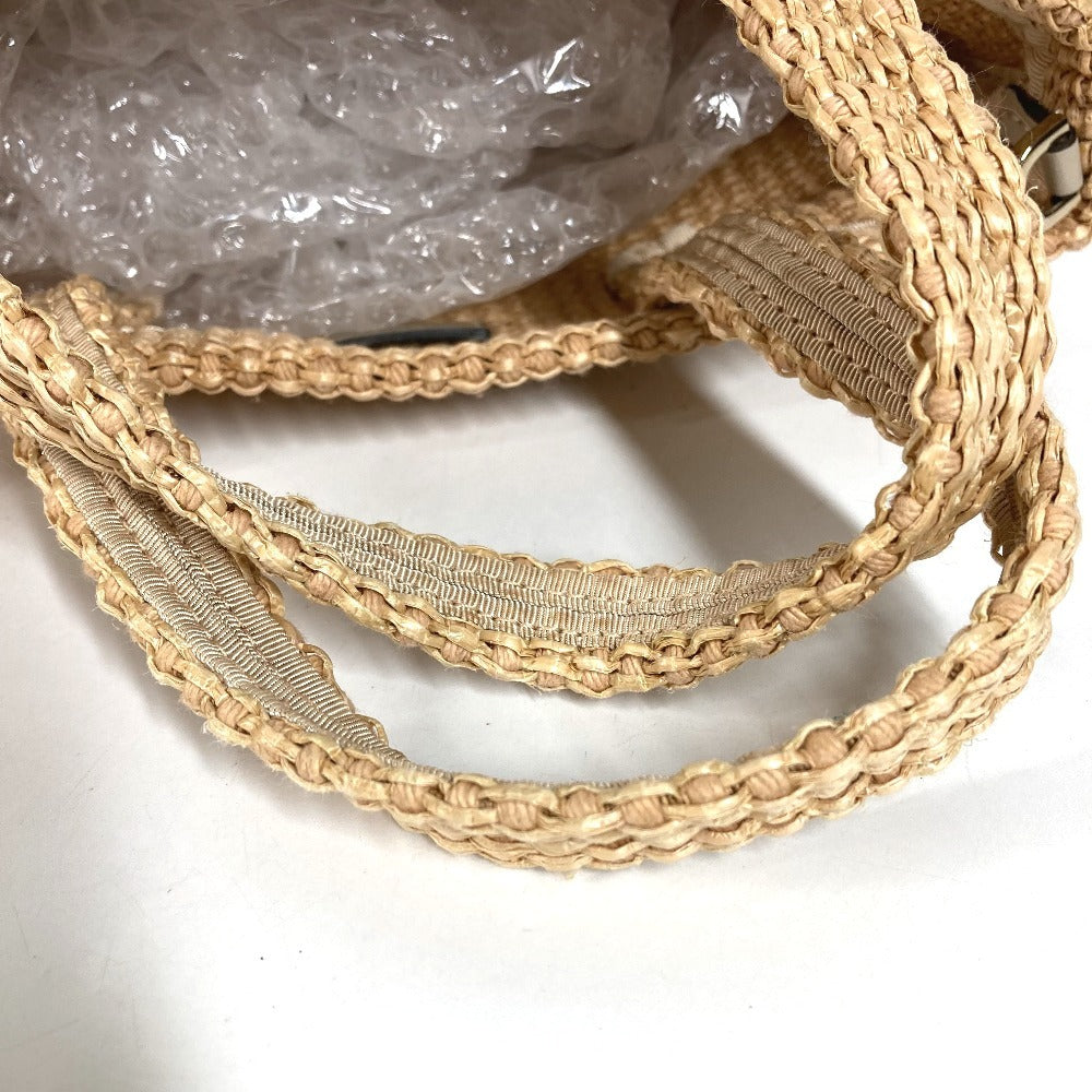 JIMMY CHOO Logo Bag Tote Bag Summer Bag Beach Bag Basket Bag Handbag Raffia Unisex Beige