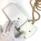 CHANEL ヴィンテージ CC ココマーク ロゴ チェーン 斜め掛け ポシェット フラップ 携帯ポーチ ショルダーバッグ キャビアスキン ユニセックス ホワイト