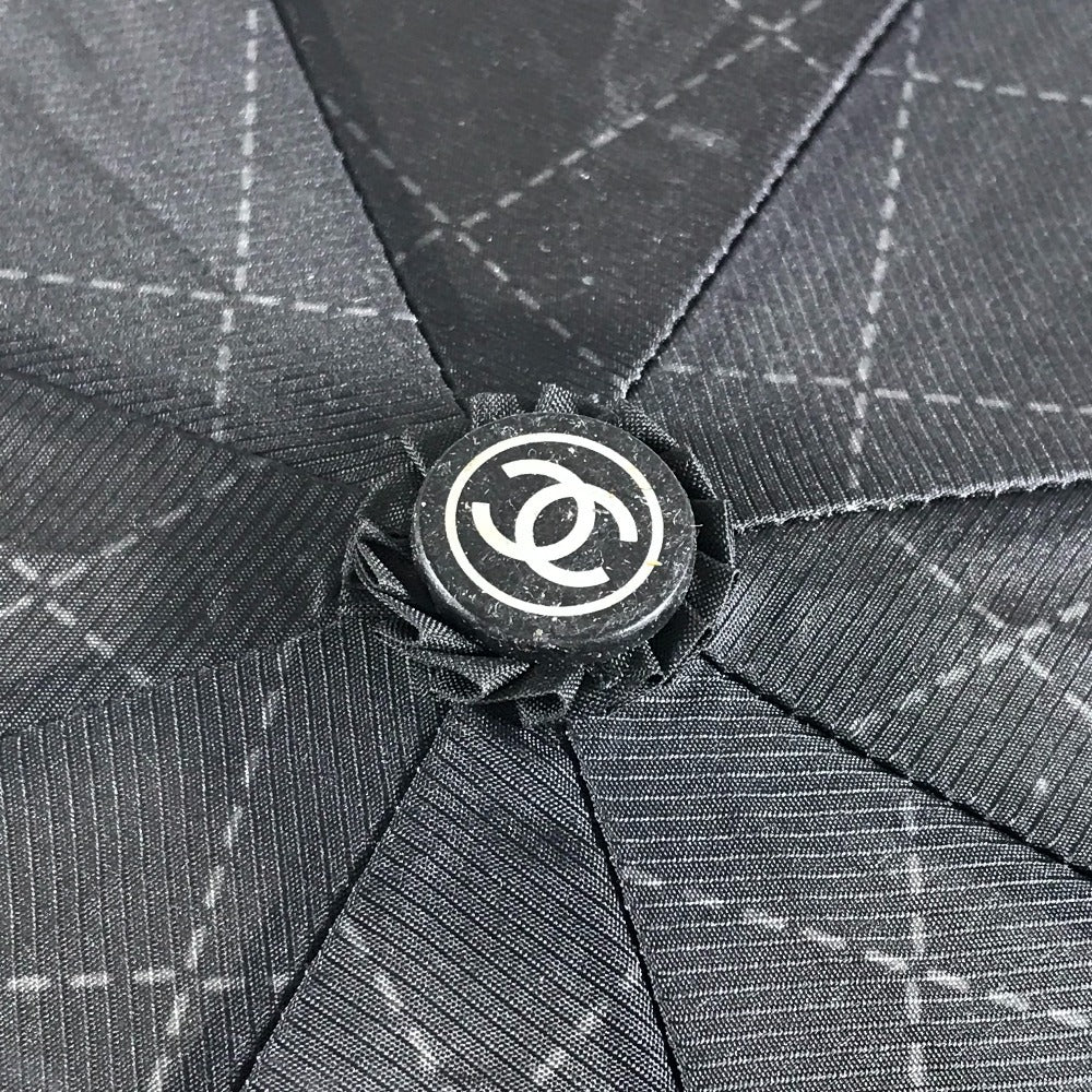 CHANEL CC ココマーク バイカラー 折り畳み傘 アンブレラ チェーンケース付き チェーンポーチ付き 傘 ナイロン ユニセックス ブラック