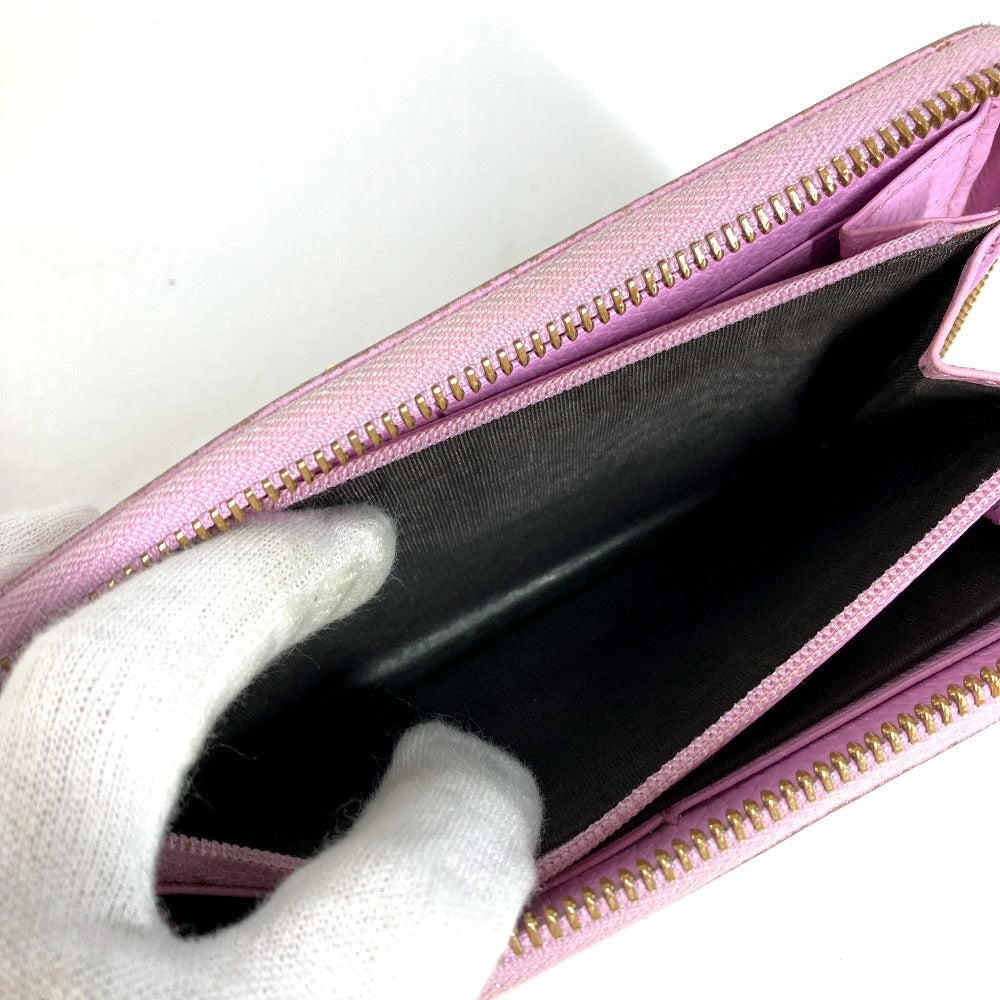 GUCCI 499337 BOSCO Long Wallet Round Zipper Leather Unisex Pink