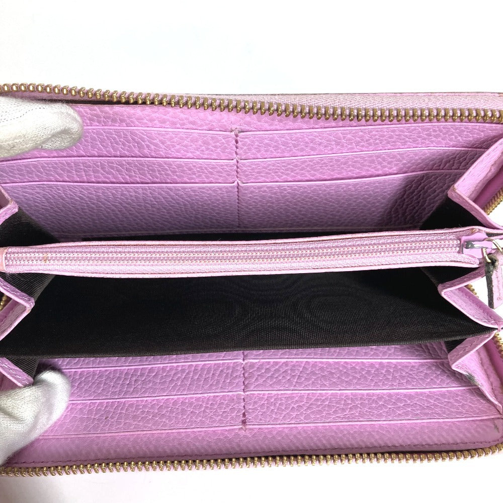 GUCCI 499337 BOSCO Long Wallet Round Zipper Leather Unisex Pink