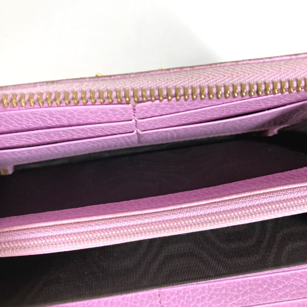 GUCCI 499337 BOSCO Long Wallet Round Zipper Leather Unisex Pink