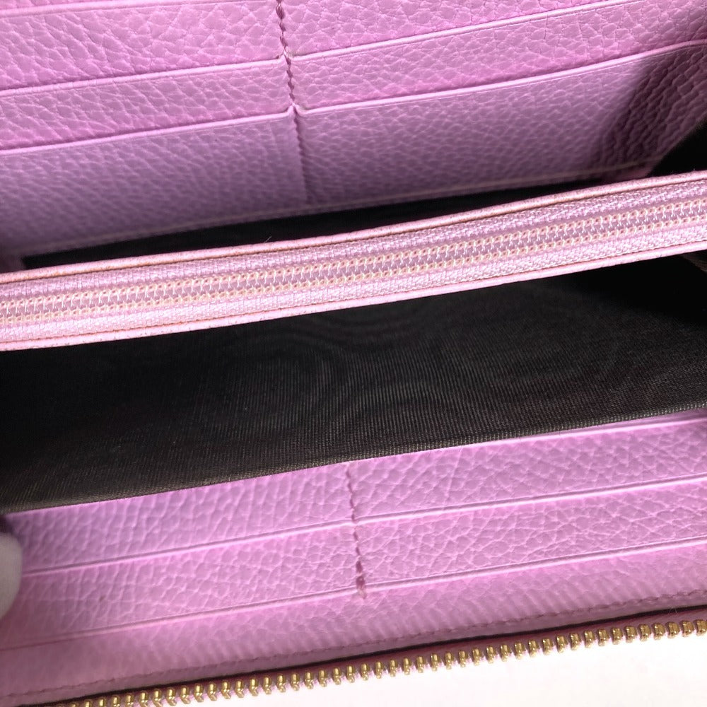 GUCCI 499337 BOSCO Long Wallet Round Zipper Leather Unisex Pink