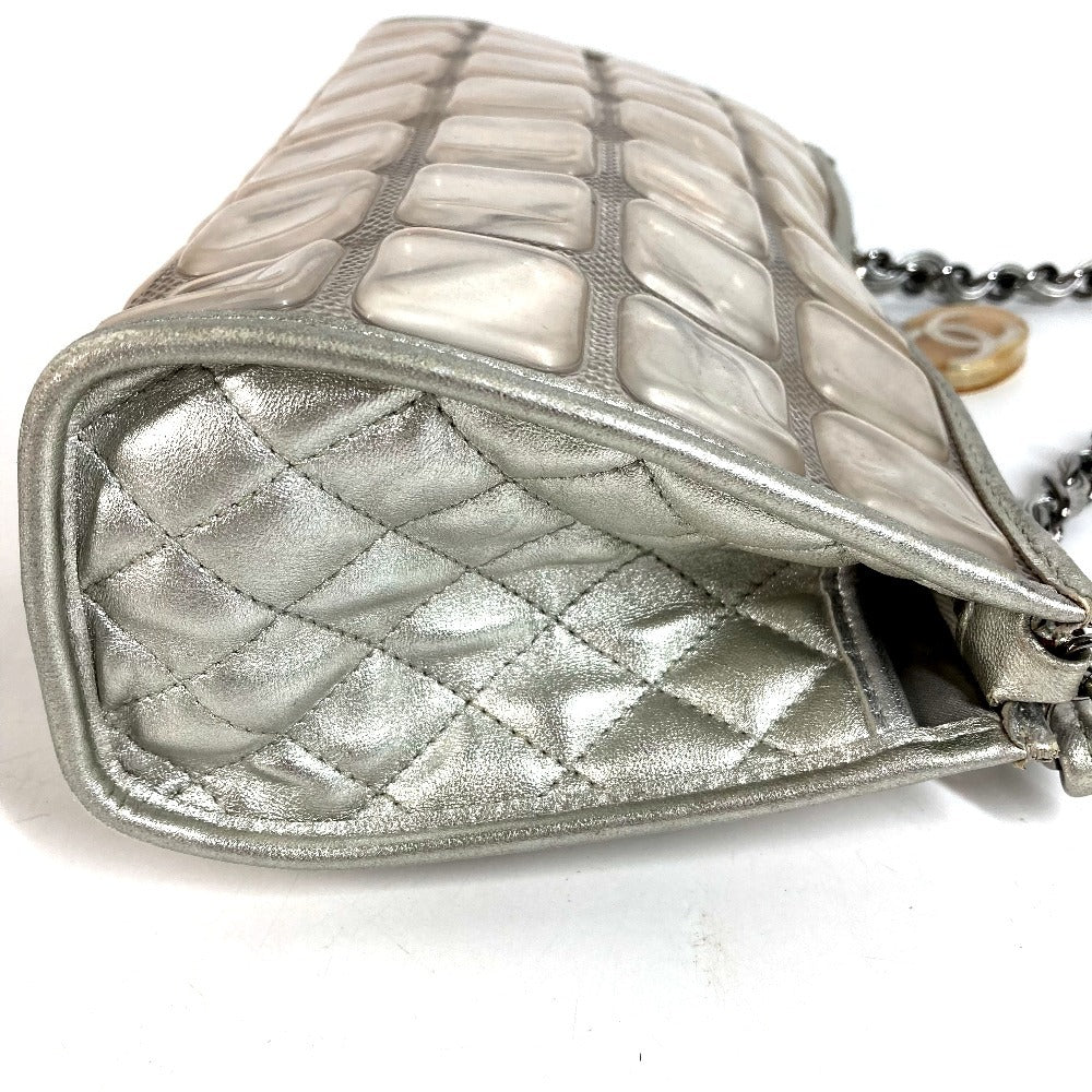 CHANEL アイスキューブ CC ココマーク ロゴ カバン チェーンバッグ 肩掛け アクセサリーポーチ ショルダーバッグ レザー ユニセックス シルバー