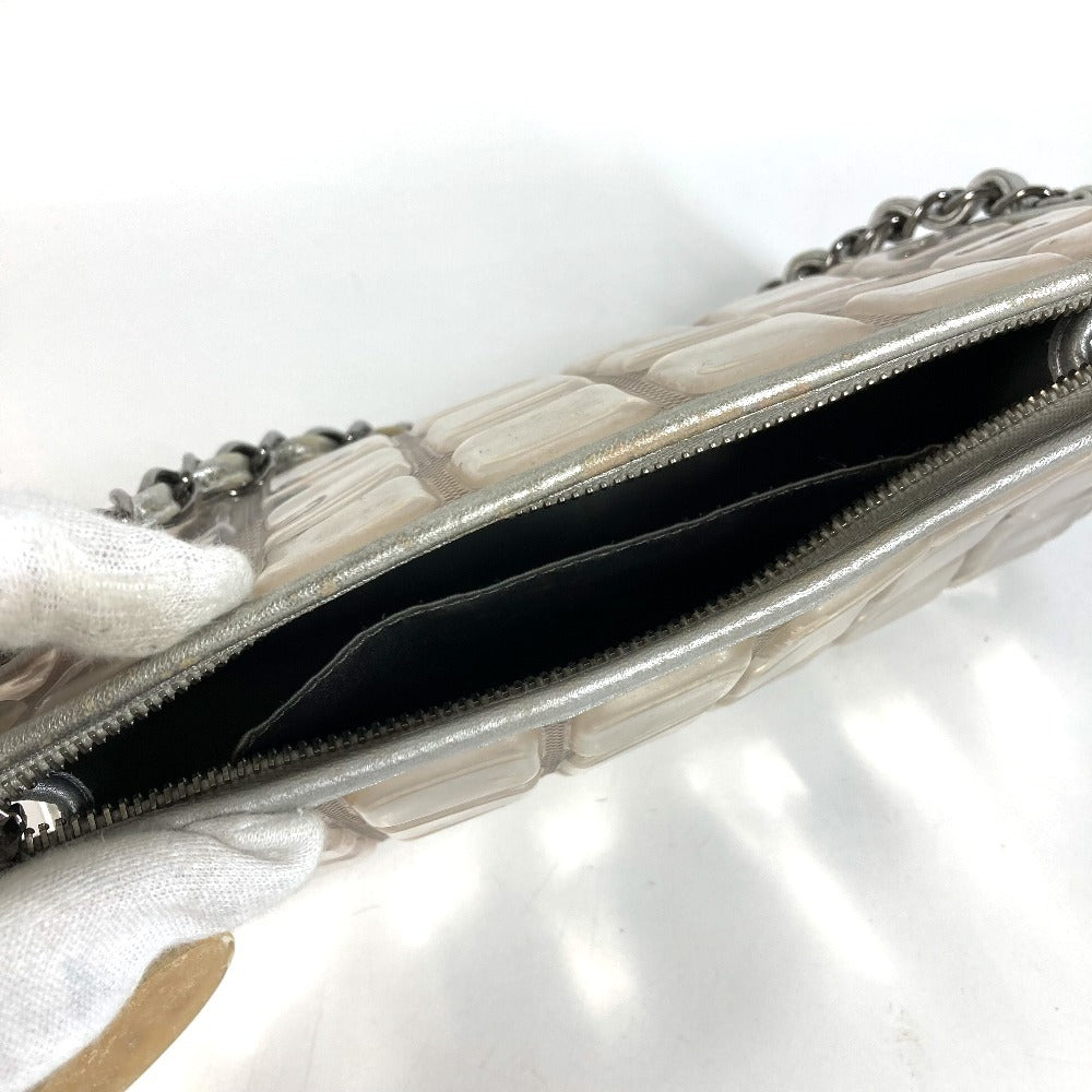 CHANEL アイスキューブ CC ココマーク ロゴ カバン チェーンバッグ 肩掛け アクセサリーポーチ ショルダーバッグ レザー ユニセックス シルバー
