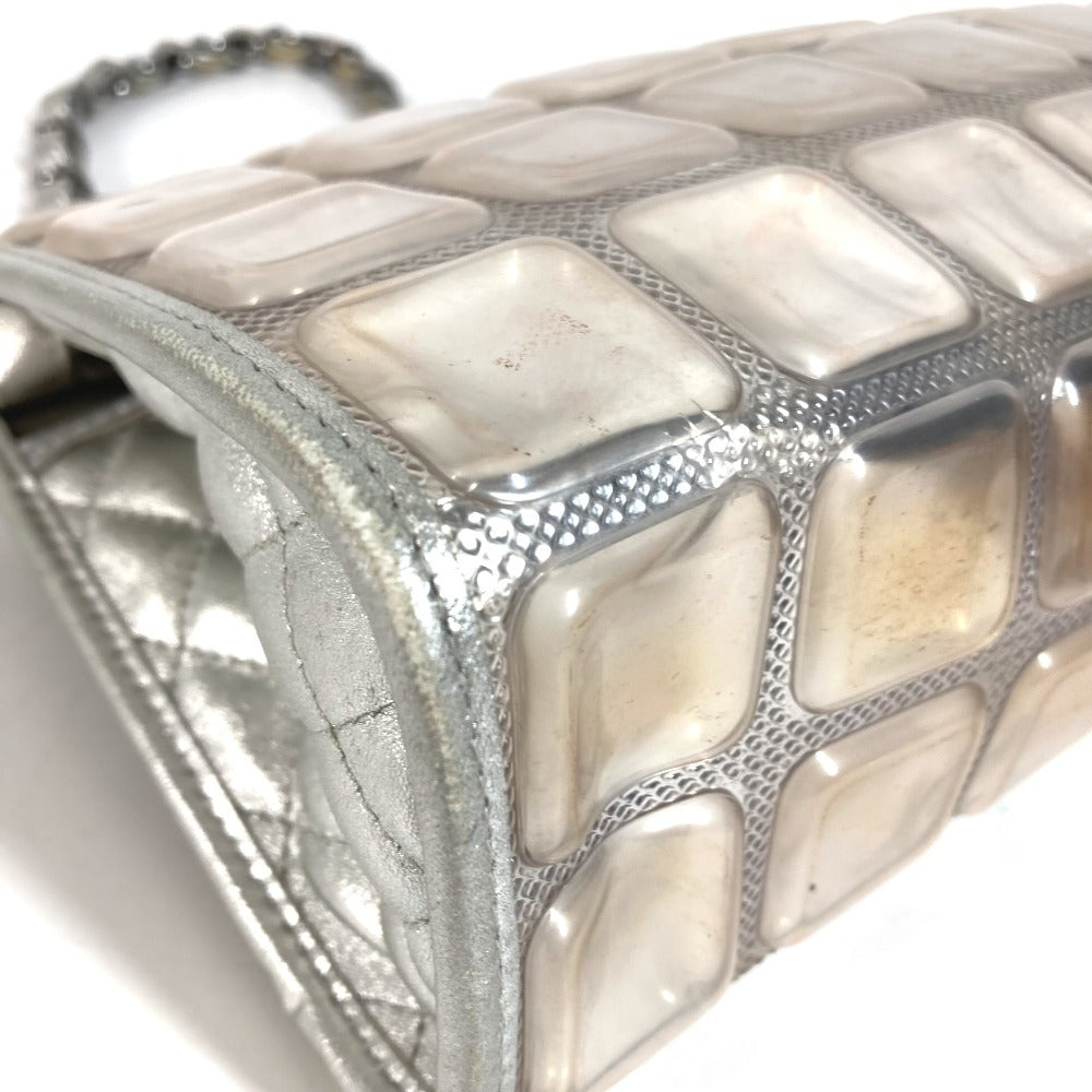 CHANEL アイスキューブ CC ココマーク ロゴ カバン チェーンバッグ 肩掛け アクセサリーポーチ ショルダーバッグ レザー ユニセックス シルバー
