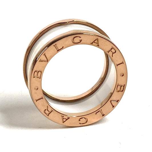 BVLGARI K18 金 18K PG ビーゼロワン B-ZERO1 セラミック アクセサリー ジュエリー プラチナ リング・指輪 Au750 メンズ ホワイト