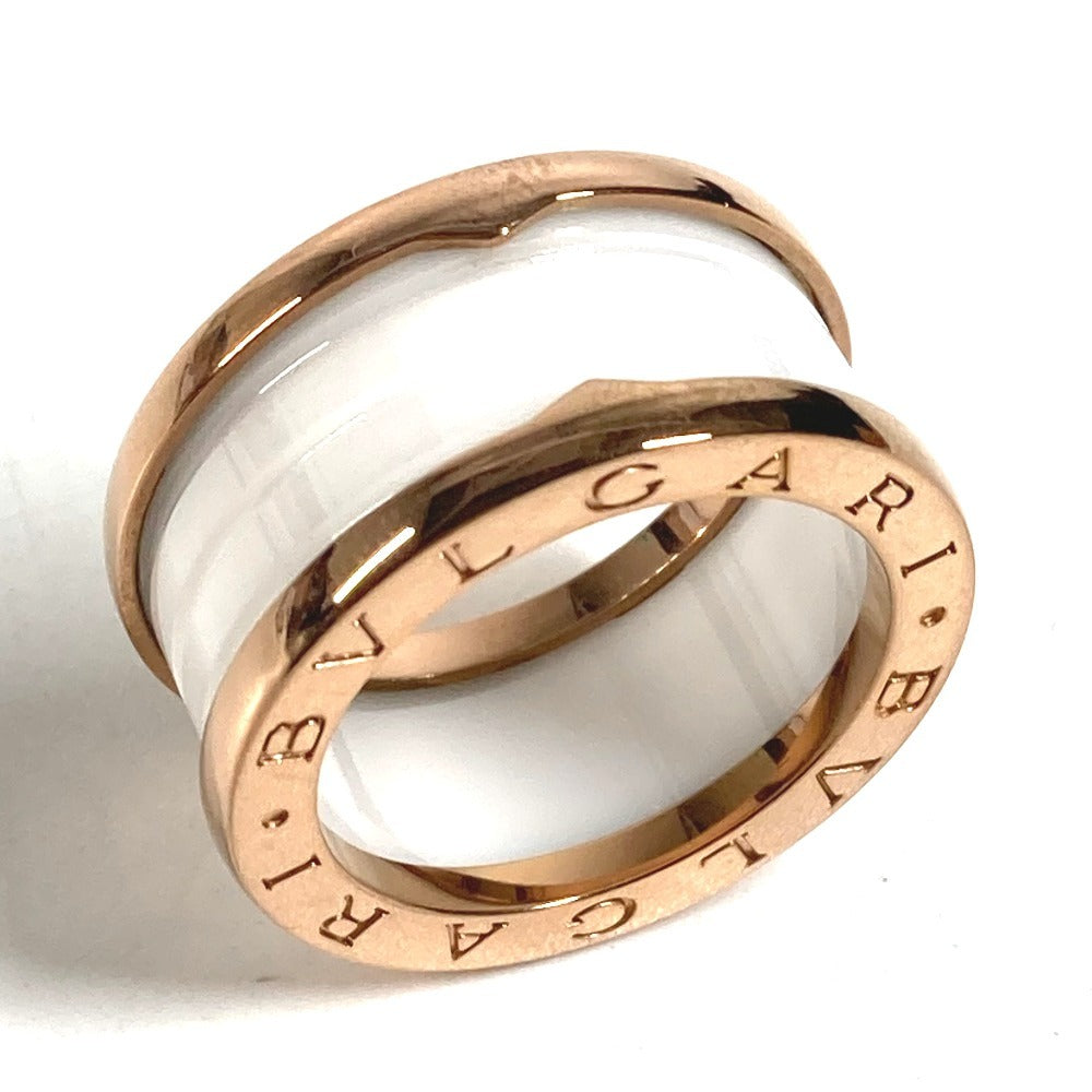 BVLGARI K18 金 18K PG ビーゼロワン B-ZERO1 セラミック アクセサリー ジュエリー プラチナ リング・指輪 Au750 メンズ ホワイト
