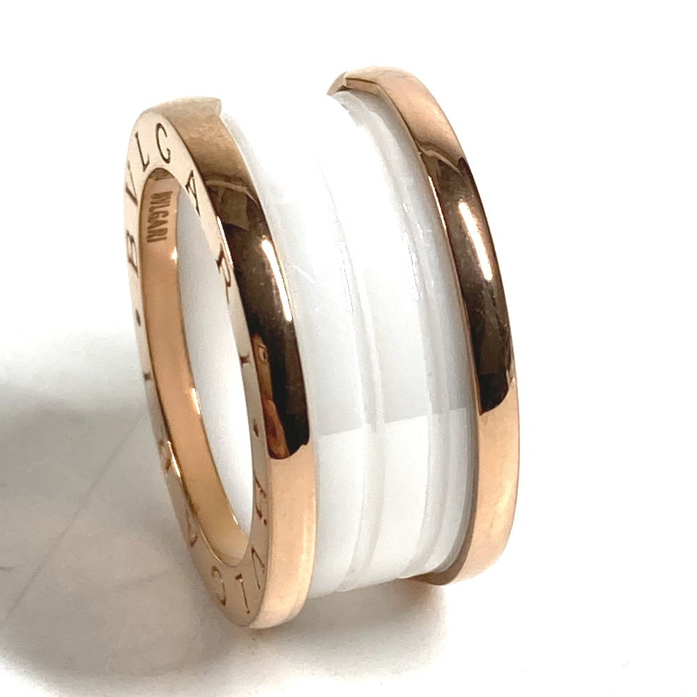 BVLGARI K18 金 18K PG ビーゼロワン B-ZERO1 セラミック アクセサリー ジュエリー プラチナ リング・指輪 Au750 メンズ ホワイト
