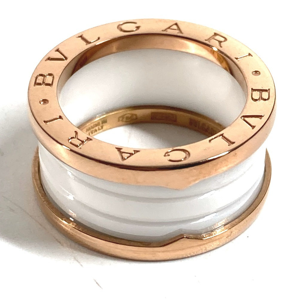 BVLGARI K18 金 18K PG ビーゼロワン B-ZERO1 セラミック アクセサリー ジュエリー プラチナ リング・指輪 Au750 メンズ ホワイト