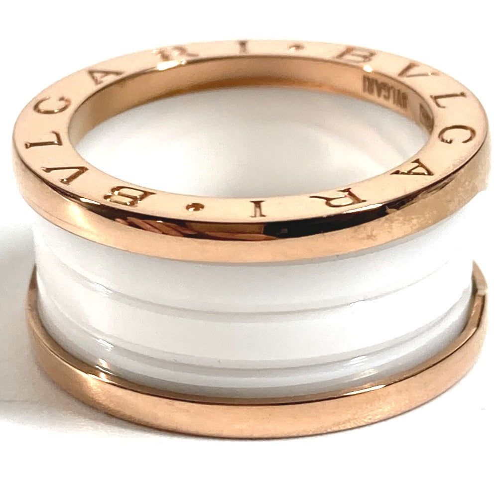 BVLGARI K18 金 18K PG ビーゼロワン B-ZERO1 セラミック アクセサリー ジュエリー プラチナ リング・指輪 Au750 メンズ ホワイト