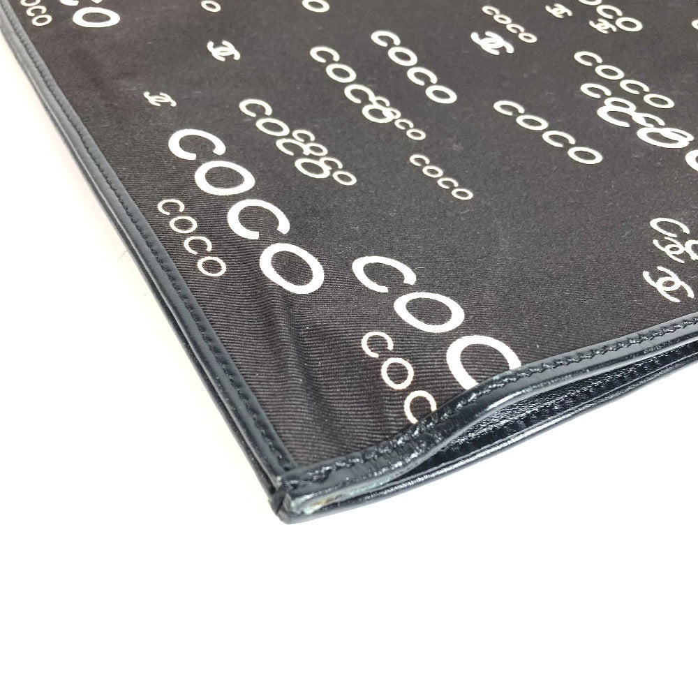 CHANEL ヴィンテージ CC ココマーク ロゴ フラットショッパー カバン チェーンバッグ 肩掛け トートバッグ Wチェーン ショルダーバッグ レザー/キャンバス ユニセックス ブラック