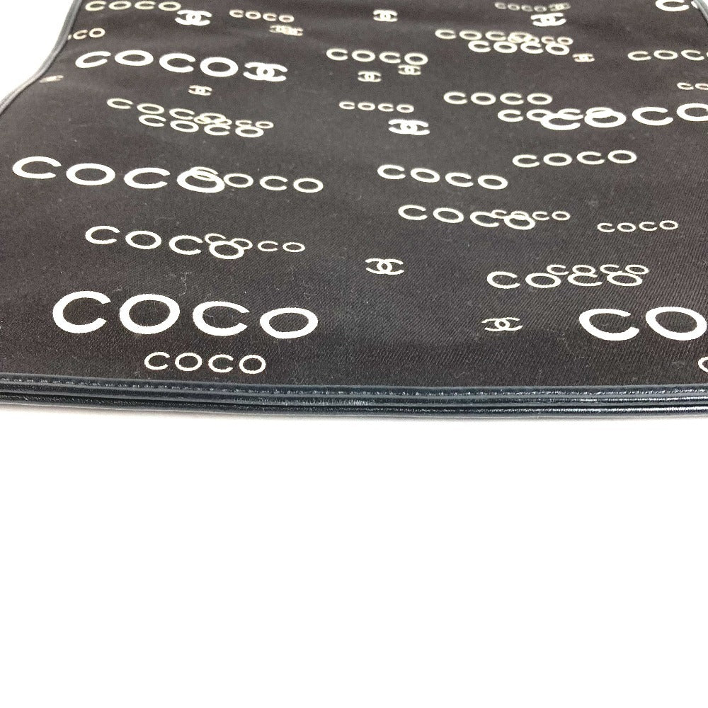 CHANEL ヴィンテージ CC ココマーク ロゴ フラットショッパー カバン チェーンバッグ 肩掛け トートバッグ Wチェーン ショルダーバッグ レザー/キャンバス ユニセックス ブラック