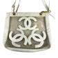 CHANEL ヴィンテージ CC ココマーク ロゴ トリプルココ Wチェーン カバン 肩掛け トートバッグ ポーチ付き ショルダーバッグ ビニール/レザー ユニセックス ホワイト