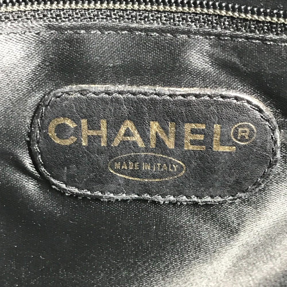 CHANEL ヴィンテージ CC ココマーク ロゴ Wチェーン カバン ハンドバッグ 肩掛け チェーンバッグ ショルダーバッグ パテントレザー レディース ブラック