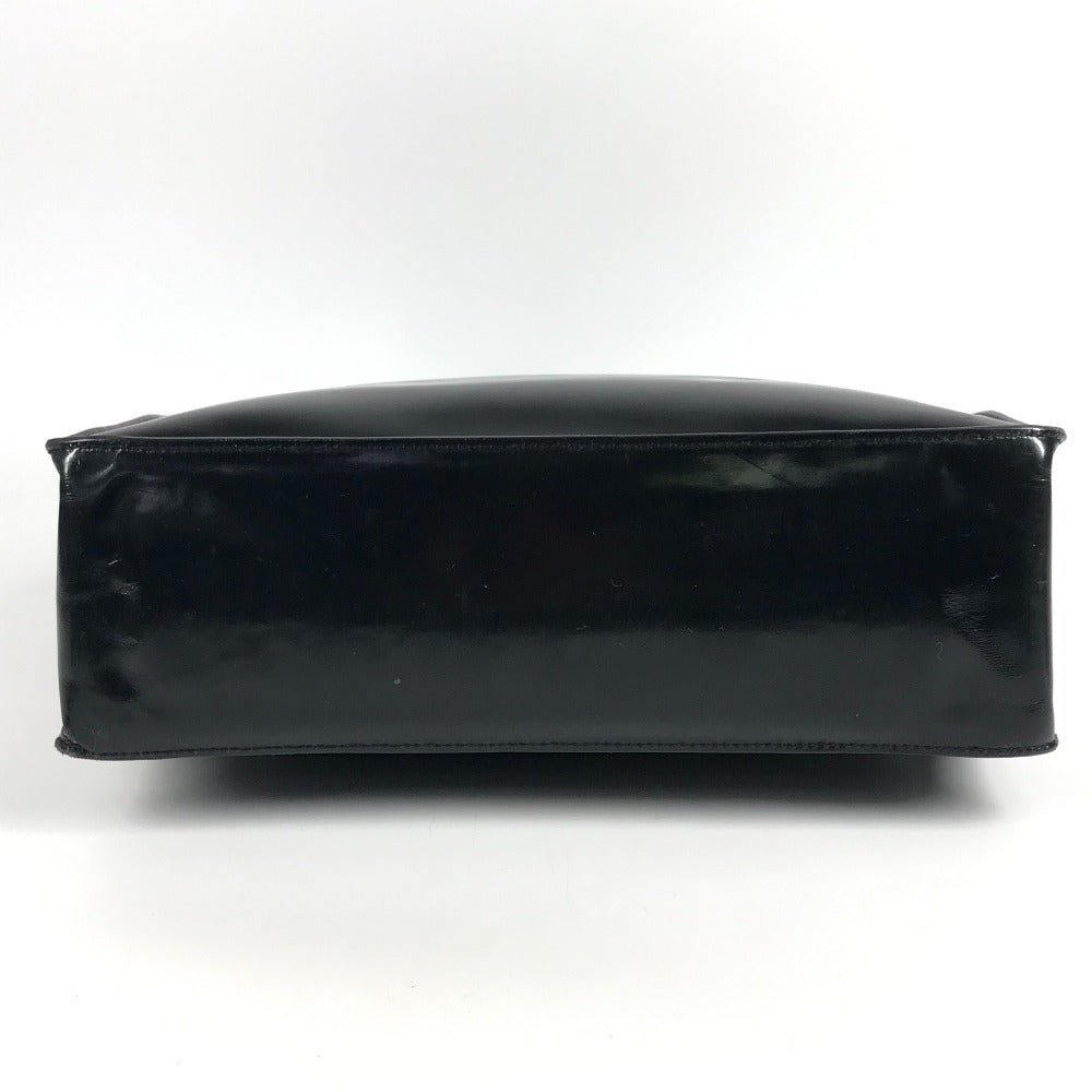 CHANEL ヴィンテージ ロゴ カバン 肩掛け トートバッグ ショルダーバッグ パテントレザー レディース ブラック