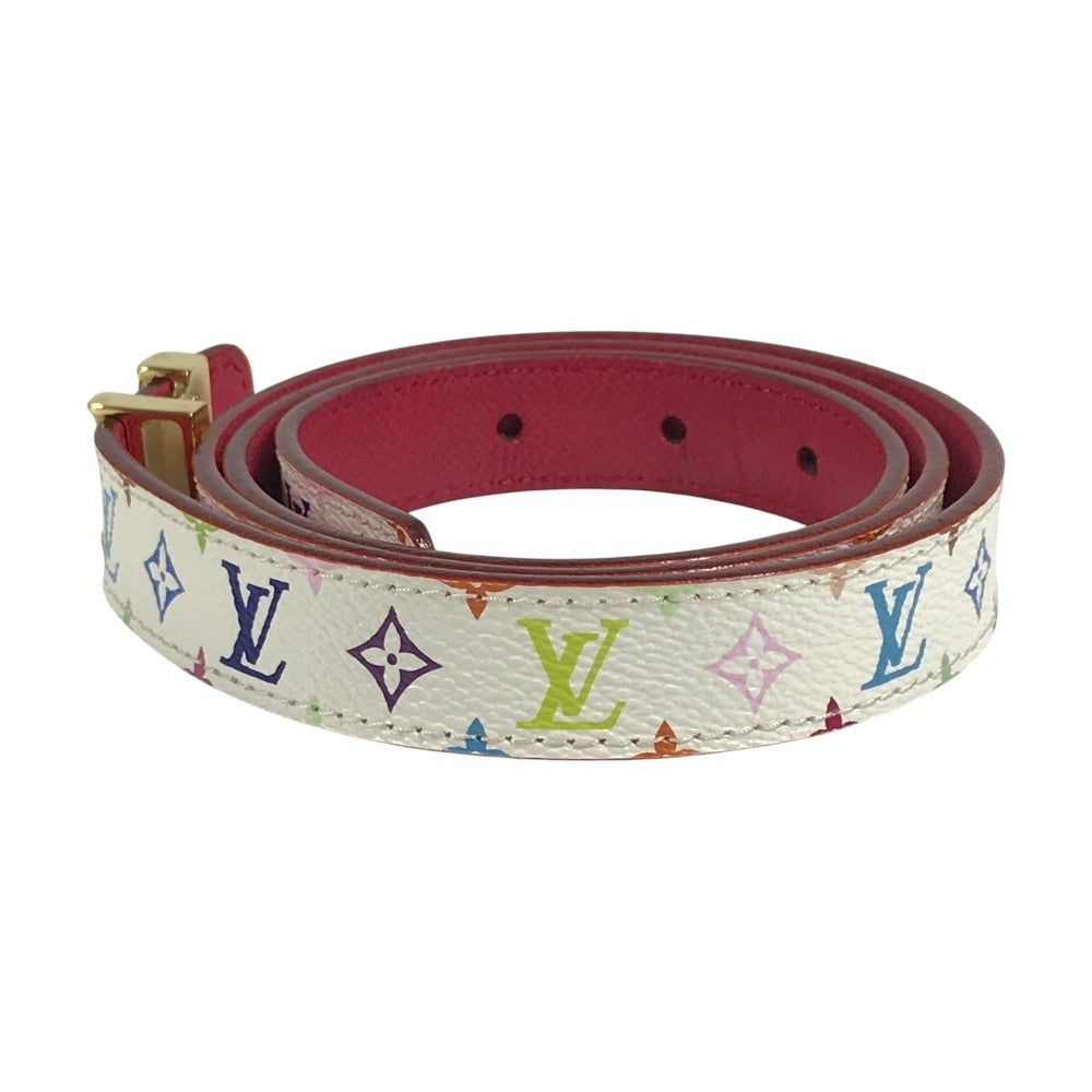 LOUIS VUITTON 不明 モノグラムマルチカラー サンチュールイニシャル アクセサリー バックル ボトムス用ベルト 細ベルト ベルト モノグラムマルチカラーキャンバス レディース ブロン ホワイト