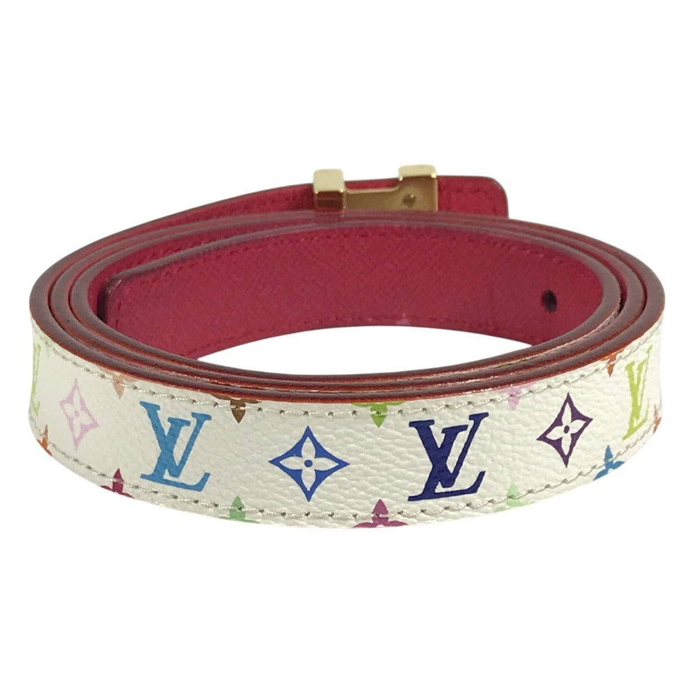 LOUIS VUITTON 不明 モノグラムマルチカラー サンチュールイニシャル アクセサリー バックル ボトムス用ベルト 細ベルト ベルト モノグラムマルチカラーキャンバス レディース ブロン ホワイト