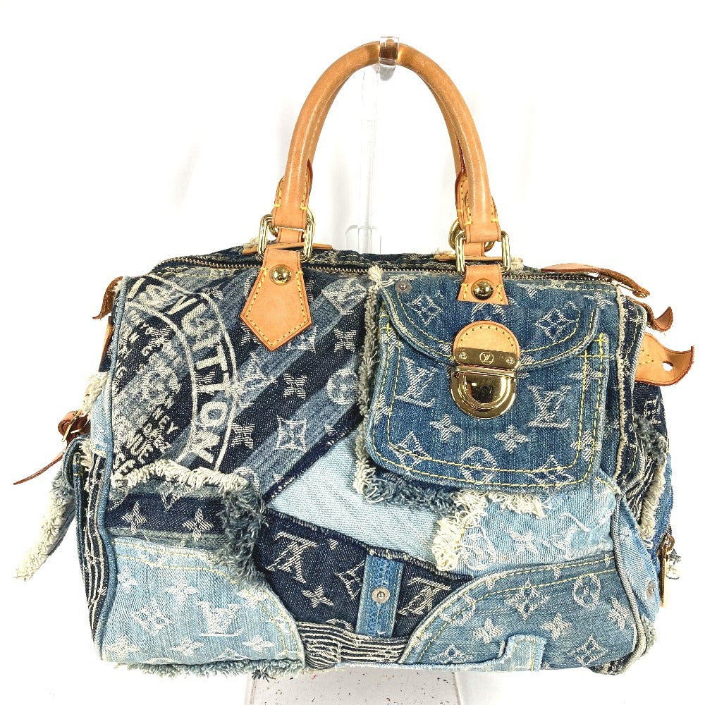 LOUIS VUITTON M95380 モノグラムデニム パッチワーク スピーディ30 スピーディ 30 ミニボストンバッグ ハンドバッグ モノグラムデニムキャンバス ユニセックス ブルー