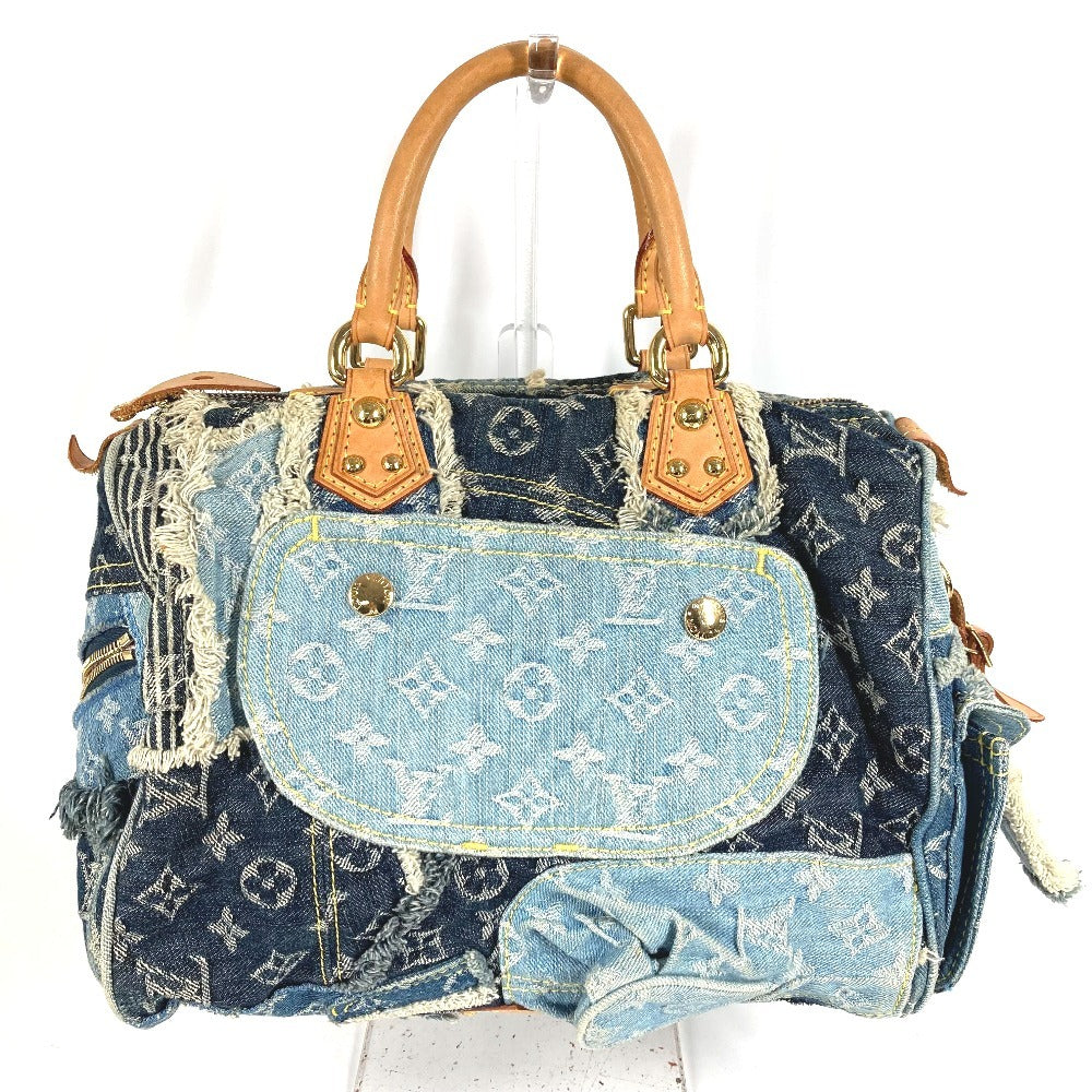 LOUIS VUITTON M95380 モノグラムデニム パッチワーク スピーディ30 スピーディ 30 ミニボストンバッグ ハンドバッグ モノグラムデニムキャンバス ユニセックス ブルー