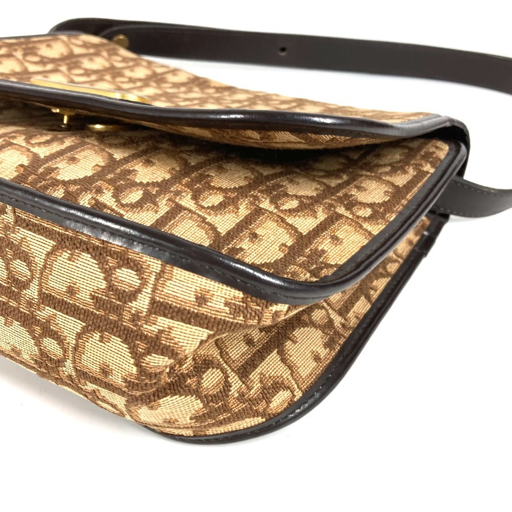 Dior ヴィンテージ ロゴ トロッター カバン ハンドバッグ 肩掛け ショルダーバッグ レザー/キャンバス ユニセックス ベージュ