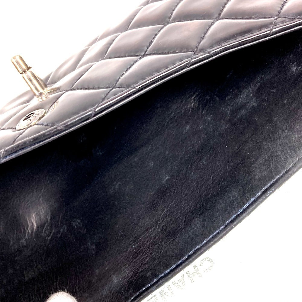 CHANEL キルティング CC ココマーク ロゴ マトラッセ25 マトラッセ 25 カバン フラップ 斜め掛け Wチェーン チェーンバッグ ショルダーバッグ エナメル レディース ブラック
